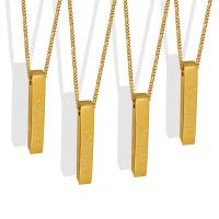 Colar de aço titânio, Partículas de aço, with 5cm extender chain, Retângulo, para mulher, dourado, 4x32mm, comprimento Aprox 40 cm, vendido por PC
