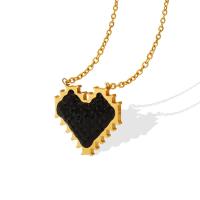 Titanium Steel Necklace, with 5cm extender chain, Heart, Vacuum Ion Plating, for woman & with rhinestone, more colors for choice, 15mm, Length:Approx 40 cm, Sold By PC
