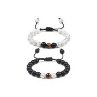 Gemstone Bracelets, Howlite, with Abrazine Stone & Polyester Cord & Tiger Eye, Round, handmade, Unisex & adjustable, more colors for choice, 8mm, Length:7.5 Inch, Sold By PC