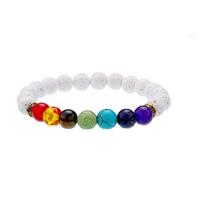 Gemstone Bracelets Lava with Gemstone & Zinc Alloy Round gold color plated elastic & Unisex 8mm Length 7.5 Inch Sold By PC