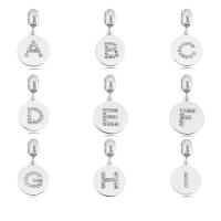 Titanium Steel Pendants, Alphabet Letter, silver color plated, DIY & different styles for choice & with rhinestone, silver color, 13mm, Sold By PC