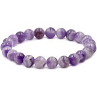 Amethyst Bracelet, Round, handmade, elastic & Unisex, purple, 8mm, Length:7.5 Inch, Sold By PC
