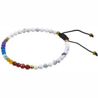 Gemstone Bracelets, with Polyester Cord & Tibetan Style, Round, gold color plated, Unisex & different styles for choice & faceted, 4mm, Length:7.5 Inch, Sold By PC