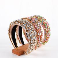 Hair Bands, Cloth, with Sponge, fashion jewelry & for woman & with rhinestone, more colors for choice, 125x40mm, Sold By PC