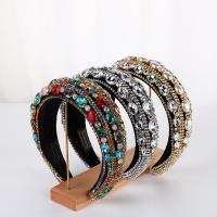 Hair Bands, Cloth, with Sponge, fashion jewelry & for woman & with rhinestone, more colors for choice, 110x42mm, Sold By PC