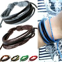 Split Layer Cowhide Leather Bracelet, with 9-10cm extender chain, Adjustable & fashion jewelry & Unisex, more colors for choice, Length:Approx 17 cm, Sold By PC