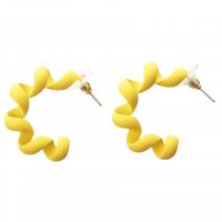 Zinc Alloy Stud Earring Plastic with Zinc Alloy Donut gold color plated fashion jewelry & for woman Sold By Pair