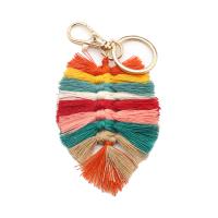 Bag Purse Charms Keyrings Keychains, Cotton Thread, with Tibetan Style, Feather, gold color plated, portable, more colors for choice, nickel, lead & cadmium free, 60x130mm, Sold By PC