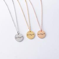 Stainless Steel Jewelry Necklace, 304 Stainless Steel, Flat Round, plated, Unisex, more colors for choice, 20mm, Length:Approx 17.71 Inch, Sold By PC