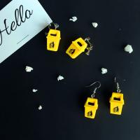 Resin Earring with Zinc Alloy & for woman yellow Sold By Pair