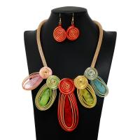 Tibetan Style Jewelry Sets, earring & necklace, with 2.76inch extender chain, gold color plated, 2 pieces & fashion jewelry & for woman, multi-colored, nickel, lead & cadmium free, Length:Approx 16.54 Inch, Sold By Set