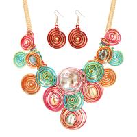 Zinc Alloy Jewelry Sets earring & necklace with 2.76inch extender chain gold color plated 2 pieces & fashion jewelry & for woman & with rhinestone multi-colored nickel lead & cadmium free Length Approx 16.54 Inch Sold By Set