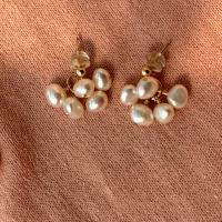 Boucles d'oreilles en perles d'eau douce, laiton, avec perle d'eau douce cultivée, Placage de couleur d'or, bijoux de mode & pour femme, protéger l'environnement, sans nickel, plomb et cadmium, 4-5mm, Vendu par paire