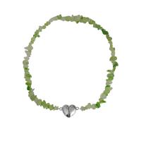 Natural Gemstone Necklace, Tibetan Style, with Natural Stone, fashion jewelry & for woman, green, nickel, lead & cadmium free, Length:Approx 14.96 Inch, Sold By PC