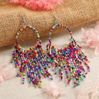 Fashion Fringe Earrings, Tibetan Style, with Seedbead, fashion jewelry & for woman, more colors for choice, nickel, lead & cadmium free, Sold By Pair