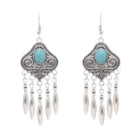 Fashion Fringe Earrings, Tibetan Style, with turquoise, antique silver color plated, fashion jewelry & different styles for choice & for woman, more colors for choice, nickel, lead & cadmium free, Sold By Pair