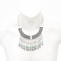 Fashion Statement Necklace Zinc Alloy with turquoise with 1.97inch extender chain fashion jewelry & Unisex nickel lead & cadmium free Length Approx 15.75 Inch Sold By PC
