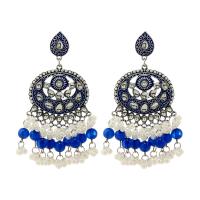 Mode-Fringe-Ohrringe, Zinklegierung, mit Kunststoff Perlen, plattiert, Modeschmuck & für Frau, keine, frei von Nickel, Blei & Kadmium, 90x45mm, verkauft von Paar