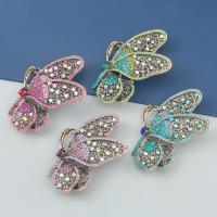 Rhinestone Broche, Zinc Alloy, Butterfly, mode smykker & for kvinde & med rhinestone, flere farver til valg, 73x65mm, Solgt af PC