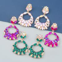 Rhinestone Earring Zinc Alloy fashion jewelry & for woman & with rhinestone Sold By Pair