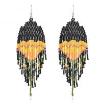 Мода Fringe Серьги, цинковый сплав, с Seedbead, ювелирные изделия моды & Женский, разноцветный, 115x35mm, продается Пара
