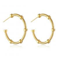 Brass Stud Earring, real gold plated, fashion jewelry & for woman, golden, 33x33mm, Sold By Pair