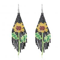 Fashion Fringe Oorbellen, Seedbead, mode sieraden & voor vrouw, multi-gekleurde, 90x30mm, Verkocht door pair