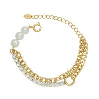 Titan Edelstahl Armband, Titanstahl, mit kubischer Zirkonia & Kunststoff Perlen, mit Verlängerungskettchen von 5cm, Doppelschicht & für Frau, keine, 4mm,5mm,8mm, Länge:ca. 15 cm, verkauft von PC