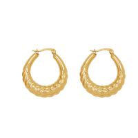 Titanium Steel Hoop Earring, Vacuum Ion Plating, for woman, golden, 30x27mm, Sold By Pair