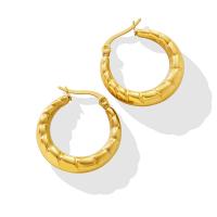 Titanium Steel Hoop Earring, Vacuum Ion Plating, for woman, golden, 25mm, Sold By Pair