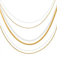 Mode-Multi-Layer-Halskette, Titanstahl, mit Verlängerungskettchen von 5cm, drei Schichten & für Frau, keine, 1mm,1.2mm,3mm, Länge:ca. 38 cm, ca. 48 cm, ca. 50 cm, verkauft von PC