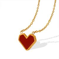 Titanium Steel Necklace, with Acrylic, with 5cm extender chain, Heart, Vacuum Ion Plating, for woman, more colors for choice, 11mm, Length:Approx 40 cm, Sold By PC