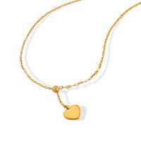 Titanium Steel Necklace, with 5cm extender chain, Heart, Vacuum Ion Plating, for woman, golden, 12mm, Length:Approx 45 cm, Sold By PC