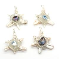 Freshwater Pearl Pendants Resin with Freshwater Pearl & Brass irregular silver color plated Unisex 35x50- Sold By PC