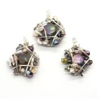 Freshwater Pearl Pendants Resin with Freshwater Pearl & Brass irregular silver color plated Unisex mixed colors 30x40- Sold By PC