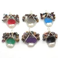 Freshwater Pearl Pendants Resin with Freshwater Pearl & Brass irregular silver color plated Unisex 30x45- Sold By PC