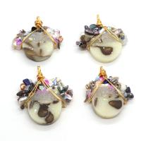 Freshwater Pearl Pendants Resin with Freshwater Pearl & Brass irregular gold color plated Unisex mixed colors 30x40- Sold By PC