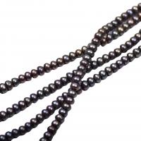 Přírodní sladkovodní perly perlí, Sladkovodní Pearl, Flat Round, DIY, černý, 8-9mm, Prodáno za Cca 36-38 cm Strand