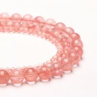 Quartz naturel bijoux perles, rouge de cerise, Rond, poli, DIY & normes différentes pour le choix, Vendu par Environ 14.96 pouce brin