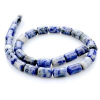 Синий камень спекл Бусины, Цилиндрическая форма, полированный, DIY, не содержит никель, свинец, 8x12mm, Продан через Приблизительно 15.75 дюймовый Strand