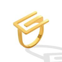 Anillo de dedo de Titantium Acero, Partículas de acero, chapado en oro de 18 K, Joyería & diverso tamaño para la opción, más colores para la opción, 20x15mm, tamaño:5-9, Vendido por UD