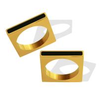 Titanium Steel Finger Ring with Acrylic Square 18K gold plated fashion jewelry & for woman 4mm US Ring Sold By PC