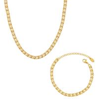 Titanstahl Halskette, mit Verlängerungskettchen von 5cm, 18K vergoldet, Modeschmuck & verschiedene Stile für Wahl & für Frau, keine, 5mm, Länge ca. 40 cm, verkauft von PC