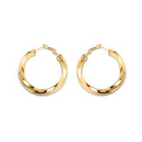 Titanium Steel Hoop Earring Letter C 18K gold plated fashion jewelry & for woman Sold By Pair