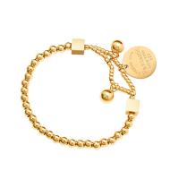 Bracelet d'acier titane, avec fil élastique, Plat rond, bijoux de mode & pour femme, doré, 20mm, Longueur:Environ 15 cm, Vendu par PC