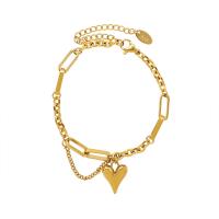 Titanstahl Halskette, mit Verlängerungskettchen von 5cm, Herz, 18K vergoldet, Modeschmuck & verschiedene Stile für Wahl & für Frau, keine, 11.50x16mm, Länge ca. 42 cm, verkauft von PC