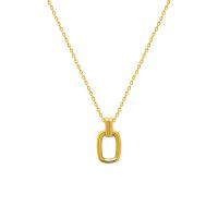 Titanium Steel Necklace, with 5cm extender chain, Rectangle, 18K gold plated, fashion jewelry & for woman, golden, 10x19mm, Length:Approx 40 cm, Sold By PC