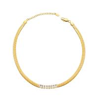 Titan stål halsband, med 5cm extender kedja, 18K guldpläterad, mode smycken & olika stilar för val & micro bana cubic zirconia & för kvinna, fler färger för val, 5mm, Längd Ca 32 cm, Säljs av PC