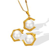 Titanstahl Halskette, mit Kunststoff Perlen, mit Verlängerungskettchen von 5cm, rund, Modeschmuck & verschiedene Stile für Wahl & für Frau, keine, 14mm, Länge ca. 40 cm, verkauft von PC