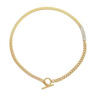 Titanium Steel Necklace, with 5cm extender chain, 18K gold plated, fashion jewelry & micro pave cubic zirconia & for woman, more colors for choice, 13x20mm, Length:Approx 40 cm, Sold By PC
